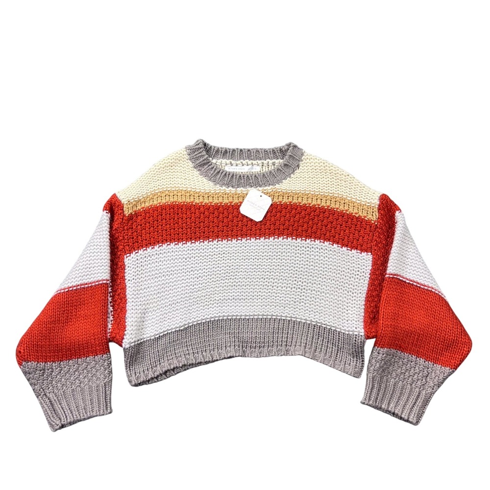 NWT ALTAR'D STATE Women's Small Rust‎ Multi Stripe Knit Cute Cropped Sweater